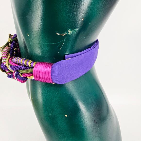 Vintage 70s 80s Braided Raffia Cording High Waisted Mermaidcore Cinch Belt OS - Picture 4 of 10